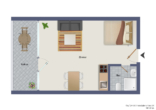 Grundriss Wohnung - Helles Apartment mit großem Balkon und großem Hobbyraum